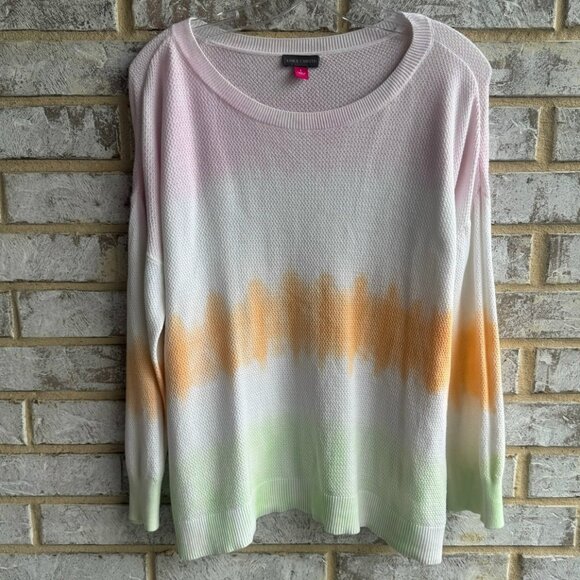 Vince Camuto Long Sleeve Round Neck Cotton Multicolor Tie Dye Sweater Size L - Picture 1 of 7